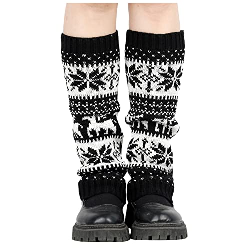 Weihnachten Stulpen Damen Vintage Lange Winter Strick Häkelarbeit Legwarmer Böhmischer Beinstulpen Gestrickt Strümpfe 80er Jahre Verdicken Beinwärmer Knit Crochet Socken für Weihnachtsstrumpf von Glücksvogel