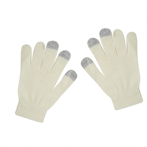 Winter Touchscreen Handschuhe Damen Warm Strick Handschuhe Baumwoll Dicke Gestrickt Fingerhandschuhe Casual Winddicht Outdoor Sports Gloves Winterhandschuhe Thermohandschuhe (Beige, One Size) von Glücksvogel