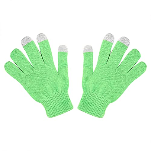 Winter Touchscreen Handschuhe Damen Warm Strick Handschuhe Baumwoll Dicke Gestrickt Fingerhandschuhe Casual Winddicht Outdoor Sports Gloves Winterhandschuhe Thermohandschuhe (Green, One Size) von Glücksvogel