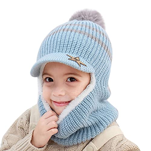 Wintermütze Beanie Hut Schal Set für Kinder, Kleinkind Jungen Mädchen Winter Warme Fleecefutter Strickmütze Winterschal Schalmütze Fleece Mütze Gestrickte 2er Schal Set für Kinder 1-8 Jahre Baby von Glücksvogel