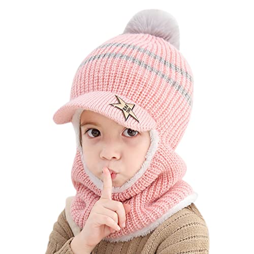 Wintermütze Beanie Hut Schal Set für Kinder, Kleinkind Jungen Mädchen Winter Warme Fleecefutter Strickmütze Winterschal Schalmütze Fleece Mütze Gestrickte 2er Schal Set für Kinder 1-8 Jahre Baby von Glücksvogel
