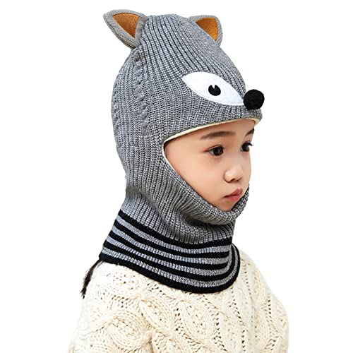 Wintermütze Beanie Hut Schal Set für Kinder, Stricken Jungen Mädchen Warm Fleecefutter Mütze und Schal Kinder Strickmütze Schalmütze Fleece Mütze Gestrickte 2er Schal Set für 1-4 Jahre Kinder Baby von Glücksvogel