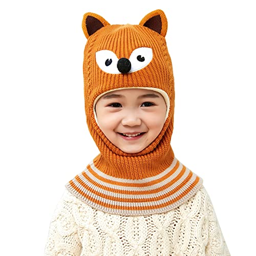 Wintermütze Beanie Hut Schal Set für Kinder, Stricken Jungen Mädchen Warm Fleecefutter Mütze und Schal Kinder Strickmütze Schalmütze Fleece Mütze Gestrickte 2er Schal Set für 1-4 Jahre Kinder Baby von Glücksvogel