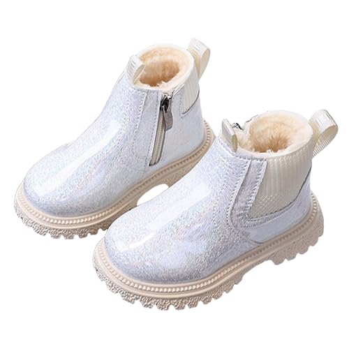 Winterschuhe Kinder Warme Stiefeletten Gefüttert Winterstiefel Jungen Mädchen Schneestiefel Schnürboot mit Seitenreißverschluss Mode-Stiefel Mittelere Stiefel Dicke Sohle Rutschfest Schuhe Wasserdicht von Glücksvogel