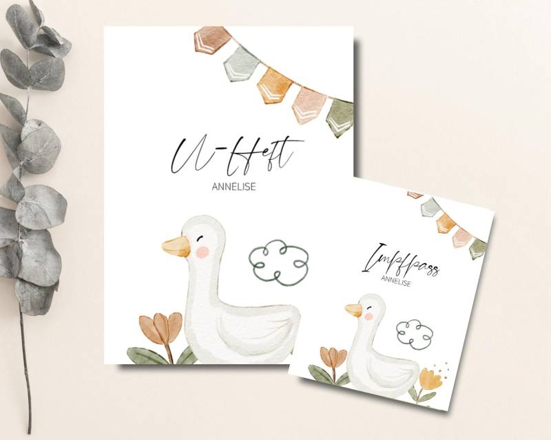 U-Heft Hülle - Set Mit Impfpass Personalisiert Geschenk Zur Geburt Taufe Personalisierte Boho von GlueckswerkeShop