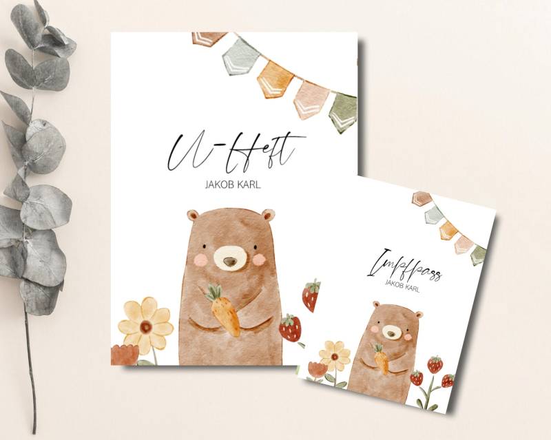 U-Heft Hülle - Set Mit Impfpass Personalisiert Geschenk Zur Geburt Taufe Personalisierte von GlueckswerkeShop