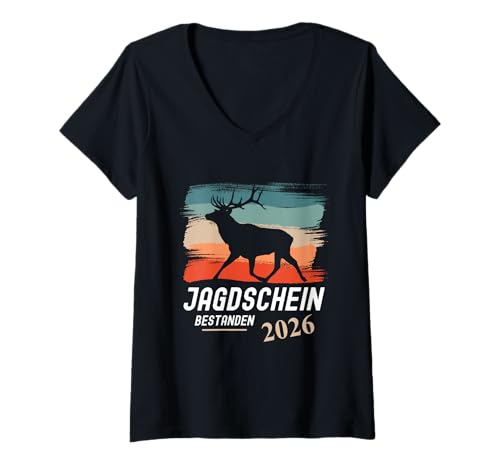Damen Glückwunsch Jagdschein 2026 Jagdprüfung Bestanden Jungjäger T-Shirt mit V-Ausschnitt Damen Glückwunsch Jagdschein 2026 Jagdprüfung Bestanden Jungjäger T-Shirt mit V-Ausschnitt von Glückwunsch Jagdschein 2026 & Jagdprüfung Geschenk
