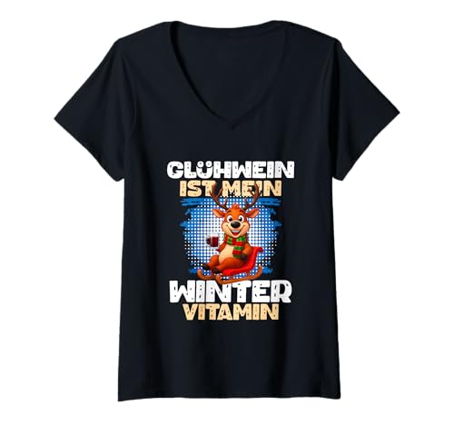 Damen Glühwein Ist Mein Wintervitamin T-Shirt mit V-Ausschnitt Damen Glühwein Ist Mein Wintervitamin T-Shirt mit V-Ausschnitt von Glühwein Weihnachten Weihnachtsmarkt