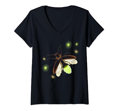 Damen Glühwürmchen Natur Camping Insekt T-Shirt mit V-Ausschnitt Damen Glühwürmchen Natur Camping Insekt T-Shirt mit V-Ausschnitt von Glühwürmchen Entomologie Camper
