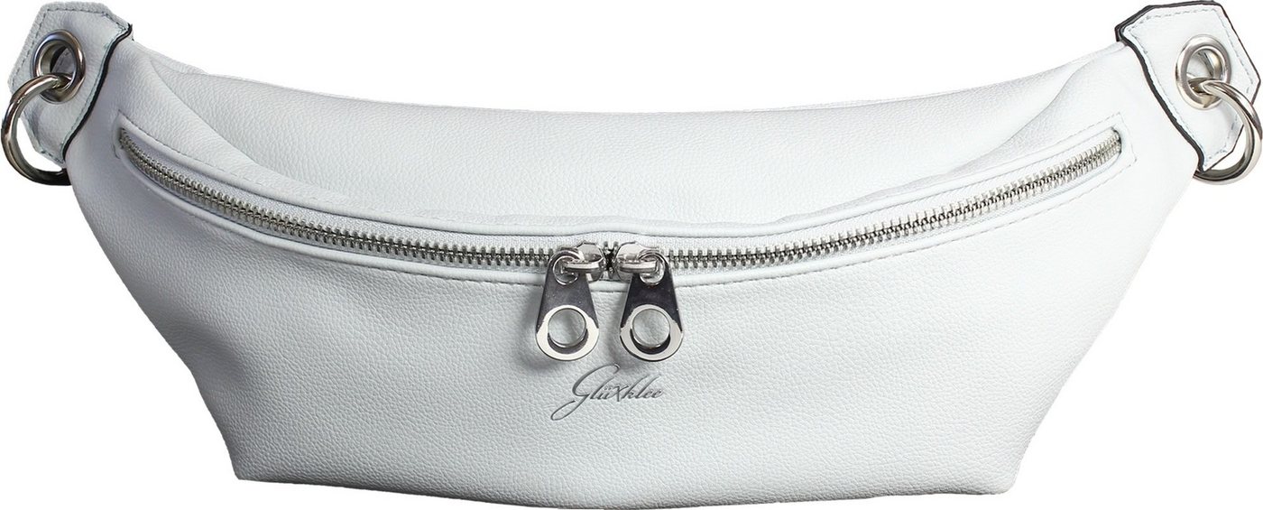 Glüxklee Gürteltasche Glüxklee grau Bauchtasche Kunstleder (Gürteltasche), Damen, Jugend Tasche in grau, hellgrau, ca. 34cm Breite von Glüxklee