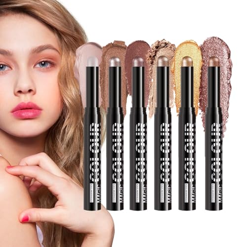 Cremiger Lidschatten | Make-up-Stift für Augen Damen – Korrekturstift 6 Farben für Hochzeit, Party & Verkleidungen von Glugahrif