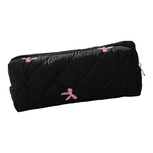 Federmäppchen mit Reißverschluss, Stiftehalter – Stifthalter mit niedlicher Fliege, Schreibtisch-Organizer für Kosmetik, Reißverschluss, Schreibwaren-Behälter, Schwarz , Se référer au descriptif von Glugahrif