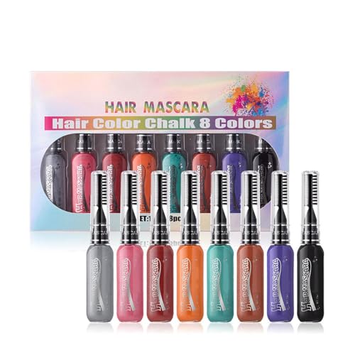 Haarkreide Kämme für Mädchen, Haarkreide Kamm, Haarkreide, waschbar, Haarfärbe-Set | Waschbares Haarkreide-Set mit 8 Farben, Färben von Glugahrif