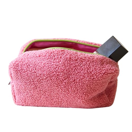 Plüsch-Kosmetiktasche, Plüsch-Make-up-Tasche, Kosmetiktasche mit großem Fassungsvermögen, Kosmetik-Organizer-Tasche, Schutz von Make-up-Tools für Frauen, Ehemann, Rosa, Se référer au descriptif, Siehe von Glugahrif