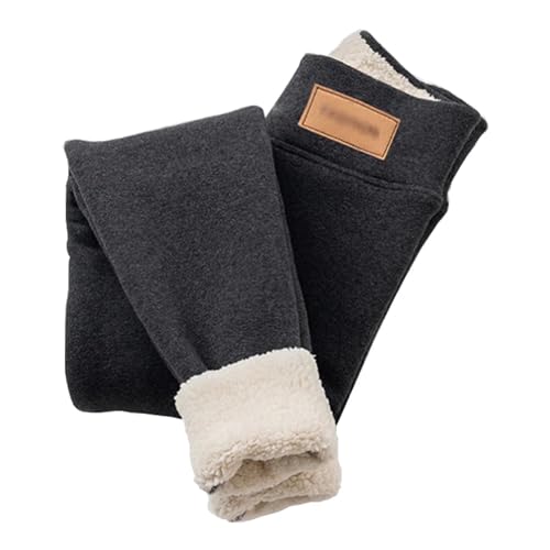 Gluhbirnen Thermo Leggings Damen, Schafwolle Thermoleggings, Winter Leggings Damen Gefüttert, Fleece Gefütterte Leggings High Waist, Thermoleggings, Leggings Damen Baumwolle, Grau, L von Gluhbirnen