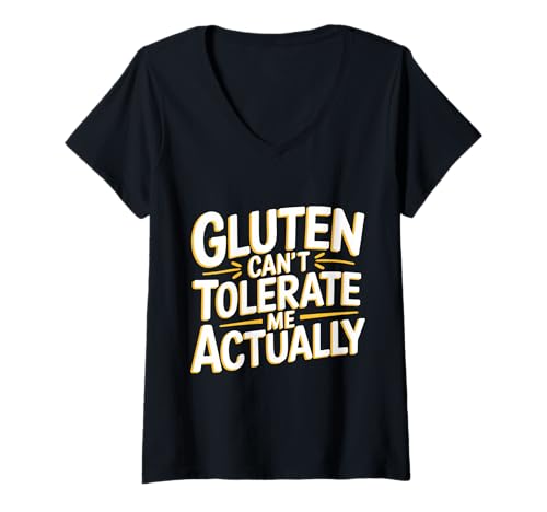 Damen Lustiges, glutenfreies Gluten kann Mich Nicht tolerieren T-Shirt mit V-Ausschnitt Damen Lustiges, glutenfreies Gluten kann Mich Nicht tolerieren T-Shirt mit V-Ausschnitt von Gluten Can't Tolerate Me Actually Gifts & Apparel