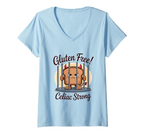 Damen Glutenfreie Zöliakie, Starke Glutenunverträglichkeit T-Shirt mit V-Ausschnitt Damen Glutenfreie Zöliakie, Starke Glutenunverträglichkeit T-Shirt mit V-Ausschnitt von Gluten Intolerance Celiac Intolerance