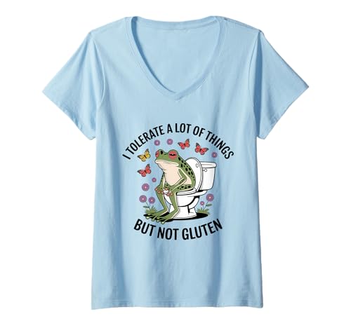Damen Ich toleriere viele Dinge Lustige Glutenunverträglichkeit T-Shirt mit V-Ausschnitt Damen Ich toleriere viele Dinge Lustige Glutenunverträglichkeit T-Shirt mit V-Ausschnitt von Gluten Intolerance Gluten Free
