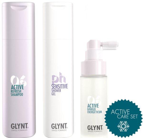 Aktion - Glynt Active Care Set Refresh Shampoo + Sensitive Shower Gel + Active Ginkgo Energeticum von Glynt