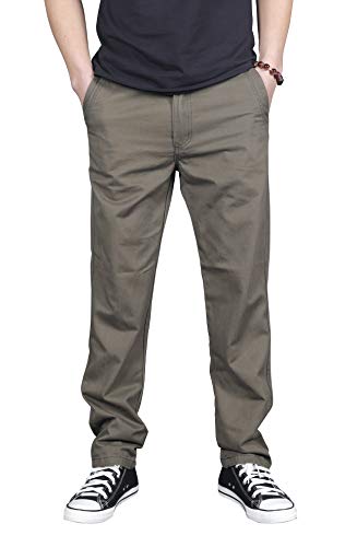 Gmardar Herren Baumwoll Chino Hose Loose Fit Stretch Arbeitshose Moderene Chinohose Leichte Gerade Hose Freizeithose mit Elastischem Kordelzug, Armygrün, 3XL von Gmardar