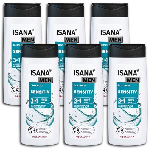 6 er Pack ISANA MEN 3in1 Duschgel sensitiv Shower Gel 6 x 300 ml von GmbH