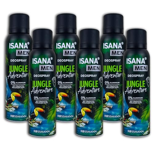 6 er Pack ISANA MEN Deospray Jungle Adventure Deodorant 6 x 150 ml von GmbH