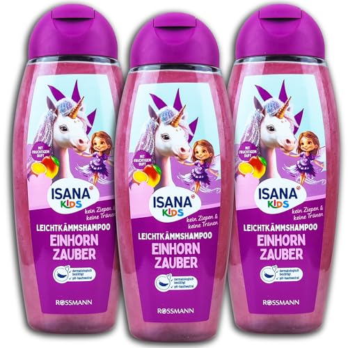 3er Pack ISANA KiDS Leichtkämmshampoo Einhorn Zauber Kinder Shampoo 3x 300ml von Gmbh