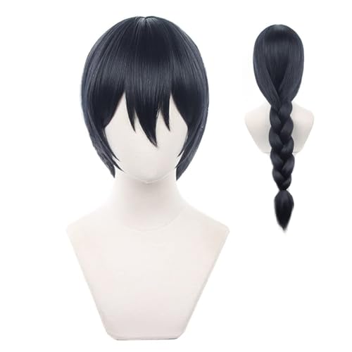 GmfLeX 31" 80cm Riko Amanai Natürliche Schwarz Braid Cosplay Perücke mit Pony Hallween Cosplay Weihnachtsfeier Perücken von GmfLeX