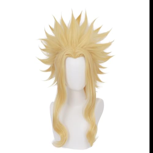 GmfLeX All Might Cosplay Perücke My Hero Academia Anime Kostüm mit goldenen kurzen geraden Perücken für Männer Halloween Familienparty von GmfLeX