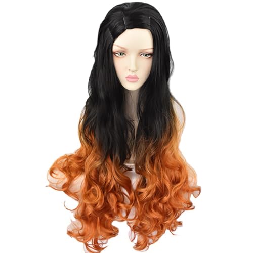 GmfLeX Kamado Nezuko Perücke Lange Gewellte Schwarz Orange Perücke Anime Cosplay Perücke,Dyeing von GmfLeX