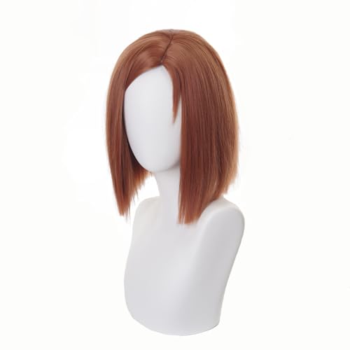 GmfLeX Kugisaki Nobara Cosplay Perücke Braune Perücke für Damen Schulterlange kurze Haare für Lady Girl Kostüm Cosplay Daily Anime Perücke von GmfLeX