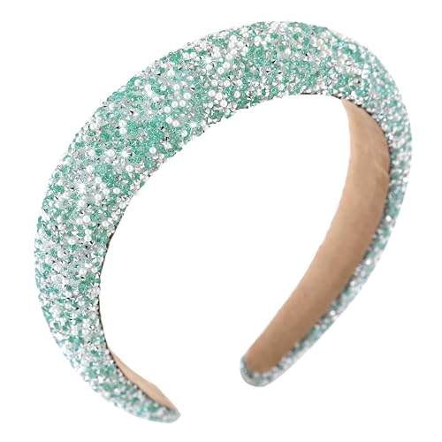 Gmmidea Damen-Haarband mit Perlen und Strasssteinen, modisch, glitzernd, mit Schmucksteinen, gepolstert, für Urlaub, Mädchen, Haarschmuck, C-See-Blau, 2 von Gmmidea