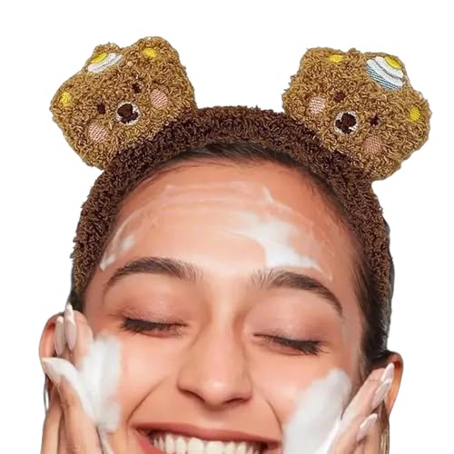 Gmokluytw Bärenohren-Stirnband, Schönheits-Stirnband – niedliches Bären-Haarband für Make-up | Kopfbedeckung, bequemer Plüsch-Haarreifen für Make-up von Gmokluytw