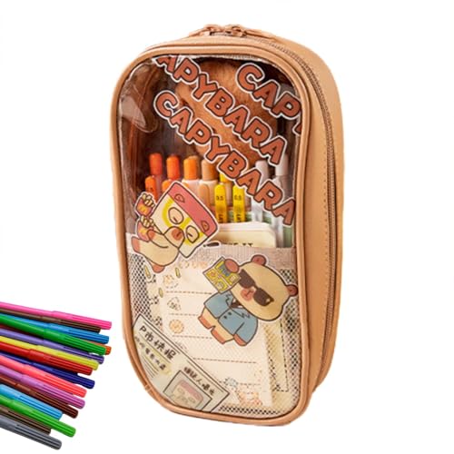 Gmokluytw Capybara Federmäppchen, transparentes Federmäppchen, Schulbedarf, großes Fassungsvermögen, Federmäppchen mit Reißverschluss, ästhetisches Federmäppchen, Schreibtisch-Organizer für die von Gmokluytw