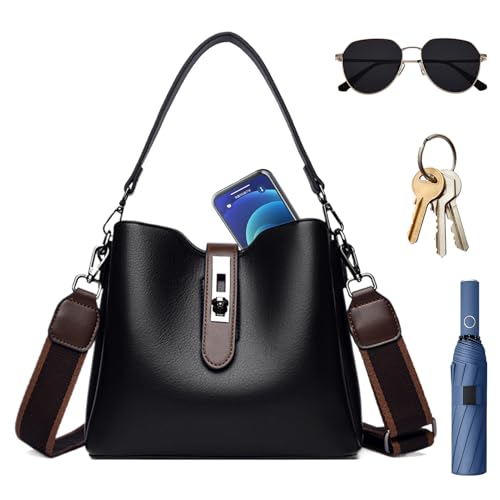 Gmokluytw Eimerhandtaschen für Damen - Leder Hobo Tasche Groß mit Verstellbarem Riemen | Vintage Umhängetasche Verstellbarer Gurt Handtasche von Gmokluytw