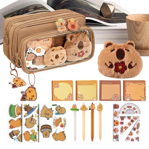 Gmokluytw Wasserschwein Federmäppchen - Niedliches Capybara Schreibwaren Stiftemäppchen | Großes Federtasche Organizer Schulzubehör Schüler Geschenk Kindergeschenk von Gmokluytw