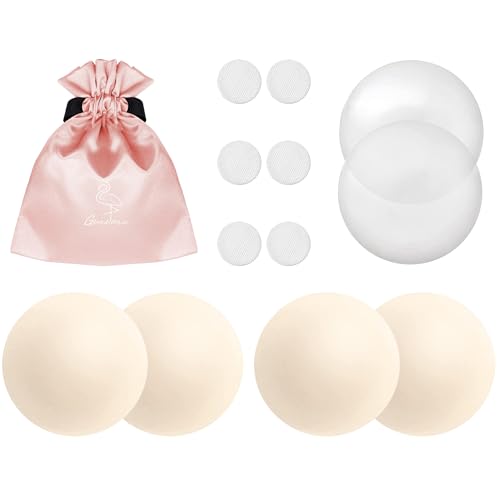 Gmumu® Ultra Dünne Damen Nippel Covers Wiederverwendbar und Selbstklebende Nippel Abdeckungen aus Silikon Aufkleber Nippelabdeckungen, 8cm (2, Weiß) von Gmumu