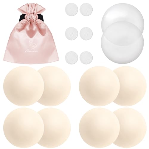 Gmumu® Nippelpads – Damen Nipple Cover mit Brustwarzenschutz Nipple Pads wiederverwendbar & waschbar - dünne Selbstklebende Brustwarzen Nippelabdeckung aus hypoallergenem Silikon mit Tasche, 8 cm von Gmumu