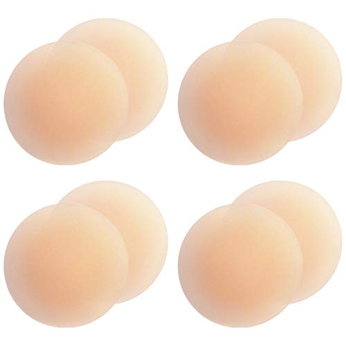 Gmumu® Ultra Dünne Damen Nippel Covers Wiederverwendbar und Selbstklebende Nippel Abdeckungen aus Silikon Aufkleber Nippelabdeckungen - Rund, 8cm (Beige, 4) von Gmumu