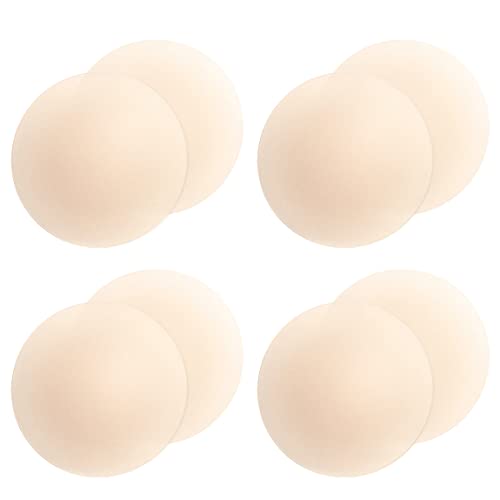 Gmumu® Ultra Dünne Damen Nippel Covers Wiederverwendbar und Selbstklebende Nippel Abdeckungen aus Silikon Aufkleber Nippelabdeckungen - Rund, 8cm (Beige, 4) (Weiß, 4) von Gmumu