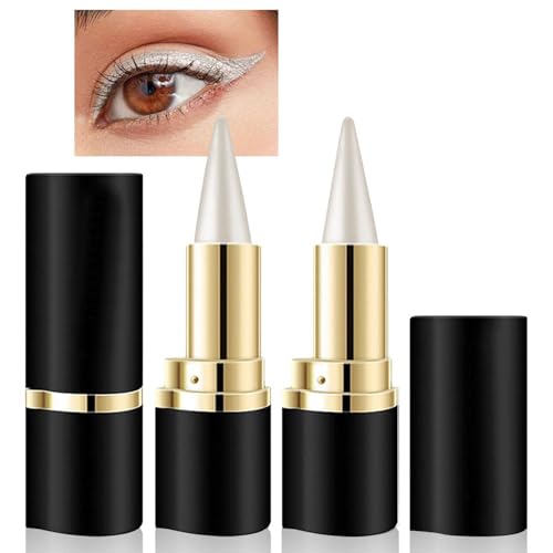 GmwyCzV 2 Stück Matte Schnell Trocknender Eyeliner, Kajalstift Wasserfest, Eyeliner Stick Pencil für Langanhaltend Lidschatten, für Ein Alltägliches Lang Anhaltendes Augen Make Up (Silber) von GmwyCzV