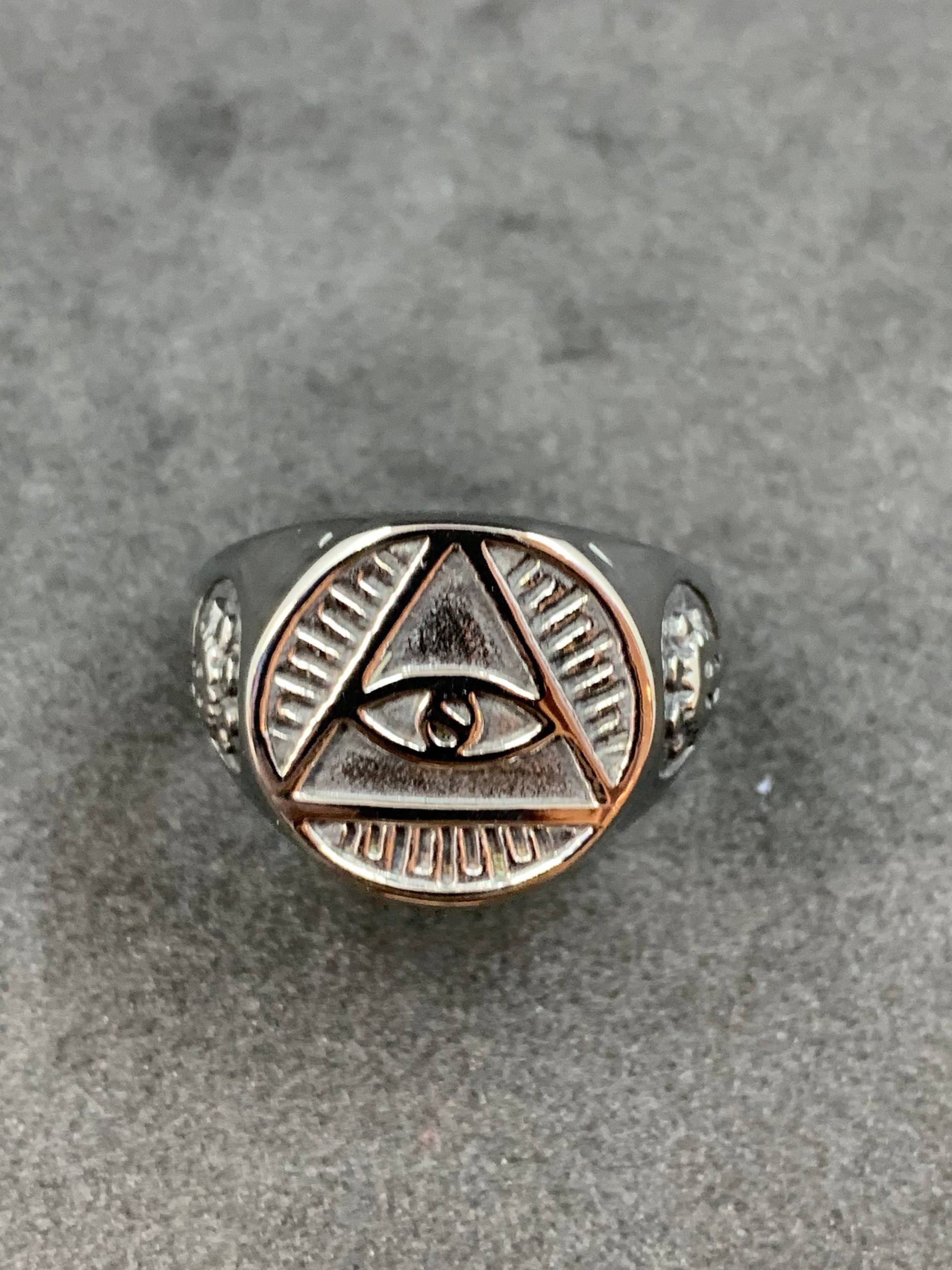 Masonic All Seeing Eye Herren Ring Freimaurer Pyramide Auge Edelstahl Jewels & Rings von GnGOutdoor