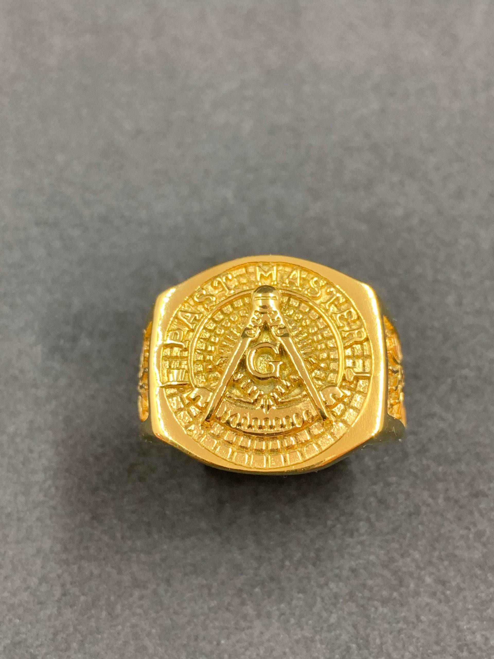 Masonic Past Master Herren Edelstahl Gold Farbe Ring Grad Freimaurer Und Schmuck von GnGOutdoor