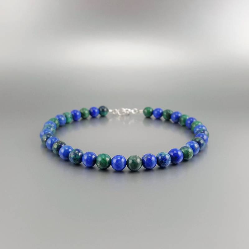 Herren Armband Azurit Malachit Edelstein, Handgemachter Schmuck Für Männer, Lapis Naturstein Armbänder Einzigartiges Geschenk Ihn von Gnatus