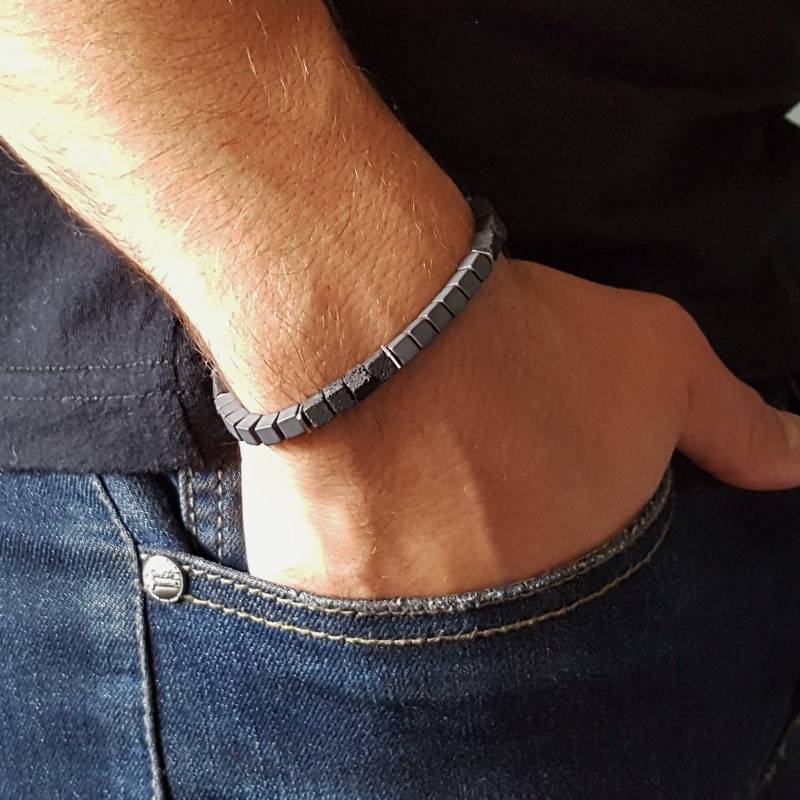 Herren Armband Lava Hämatit Edelstein, Handgemachter Schmuck Für Männer, Naturstein Armbänder Einzigartige Geschenke Geschenk Ihn von Gnatus