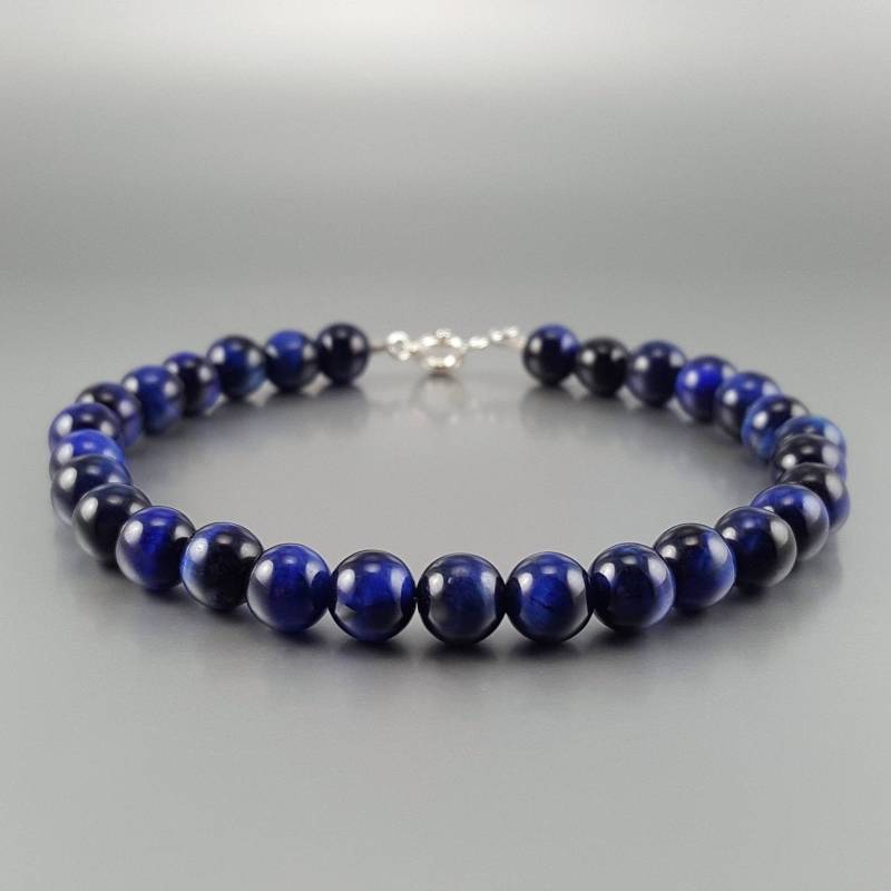 Herren Armband Tigerauge Handgemachter Schmuck Für Männer Geschenk Ihn Natürliche Blaue Edelstein Meditation Armband von Gnatus
