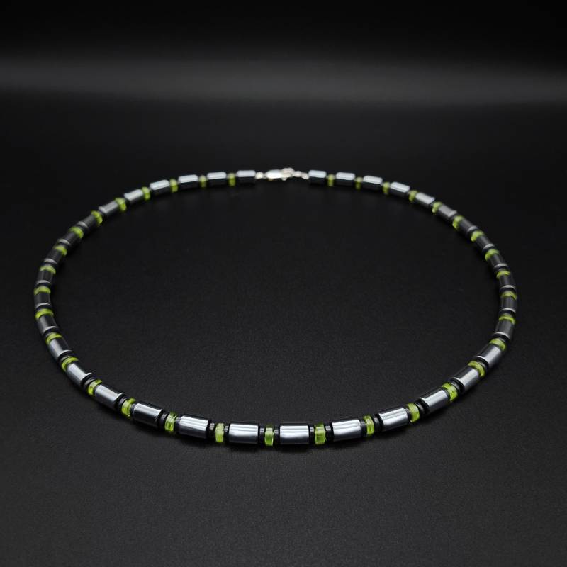 Herren Halskette Hämatit Peridot Edelstein, Handgemachter Schmuck Für Männer, Einzigartige Geschenke Geschenk Ihn von Gnatus