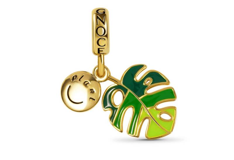 Gnoce Bead Gnoce Charm Anhänger Monstera ESC044 Silber vergoldet von Gnoce