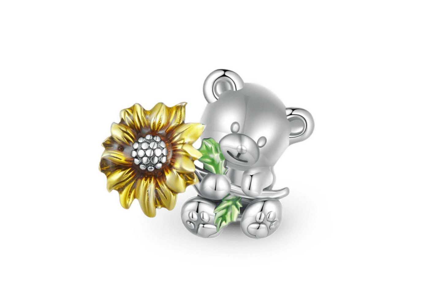 Gnoce Bead Gnoce Charm Bär mit Blume HNC245 Silber von Gnoce