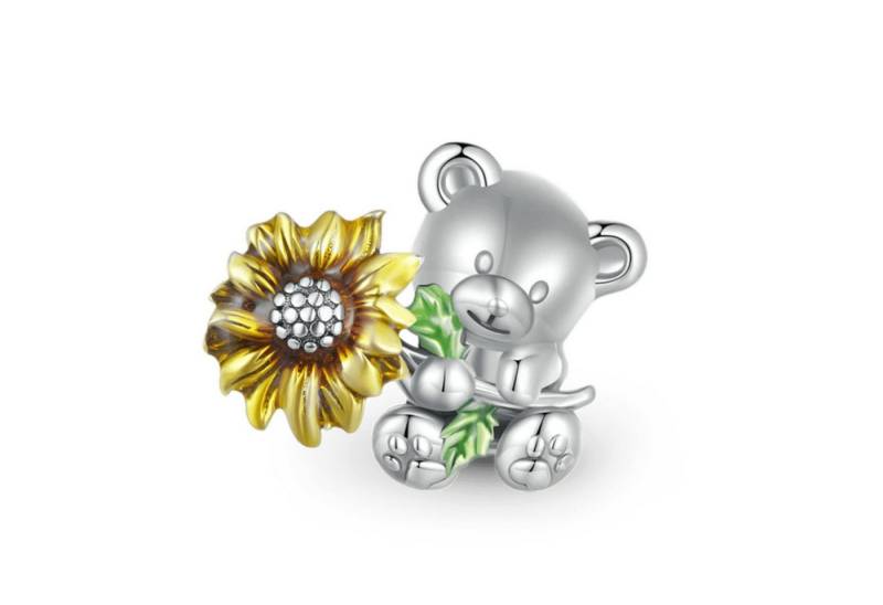 Gnoce Bead Gnoce Charm Bär mit Blume HNC245 Silber von Gnoce